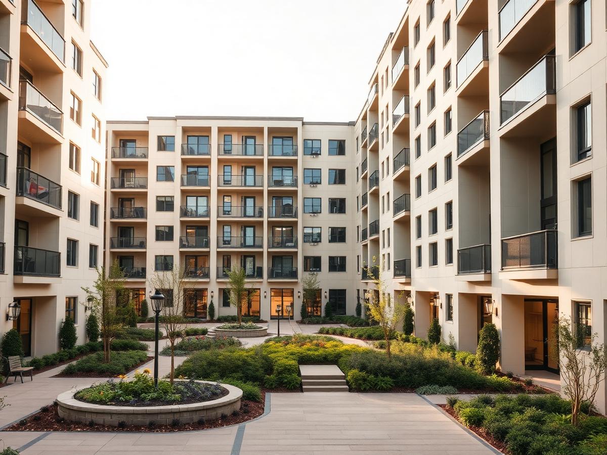 Multifamily community courtyard